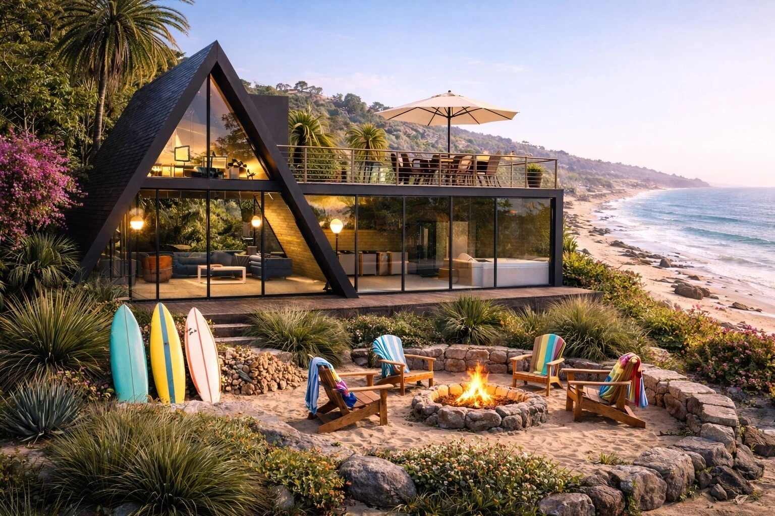 Beachfront setting